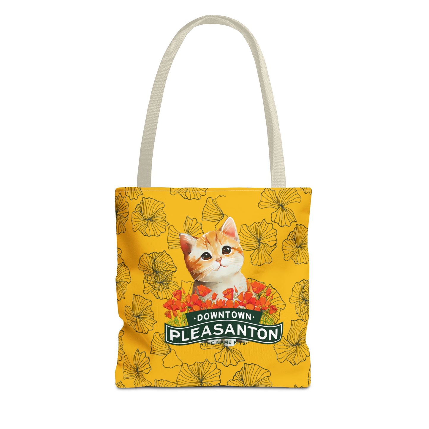 Kitty Poppy Tote Bag Yellow