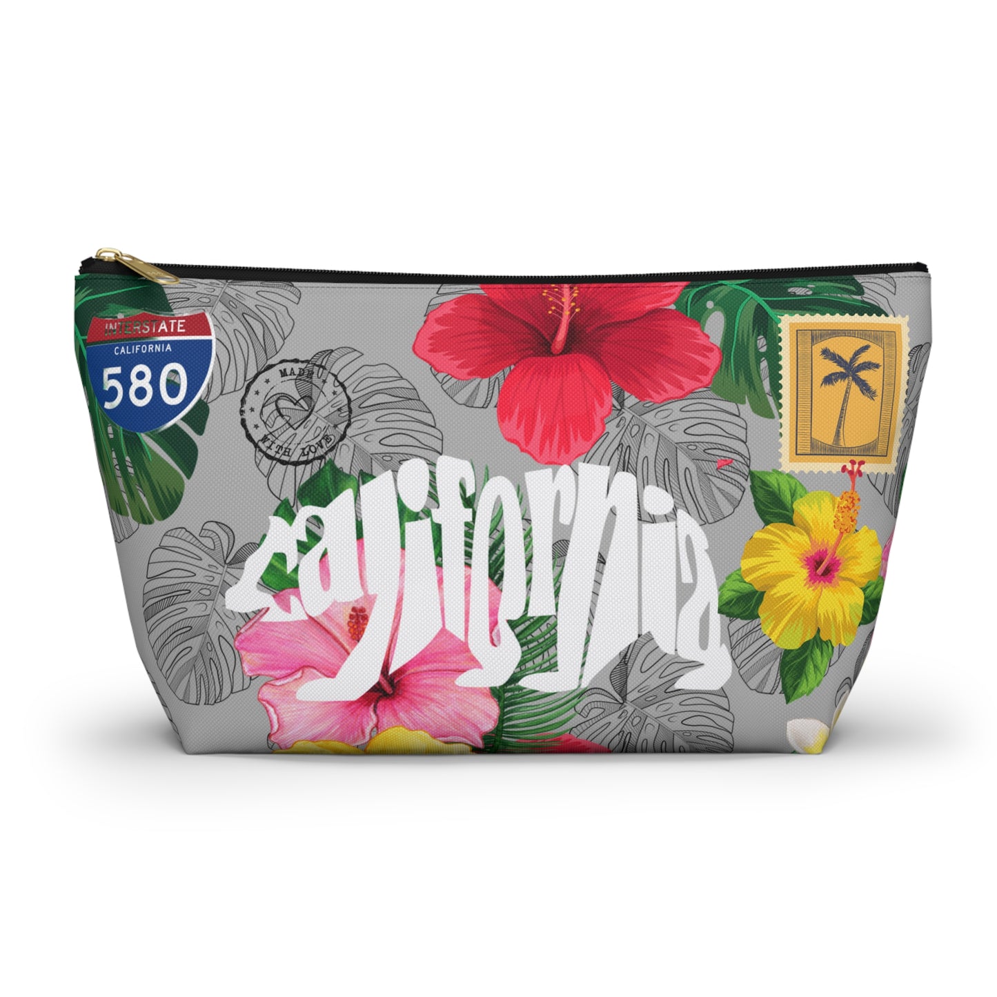 Flower Bear Accessory Pouch Gray