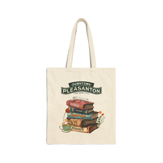 Downtown Pleasanton Book Charm Canvas Tote Bag