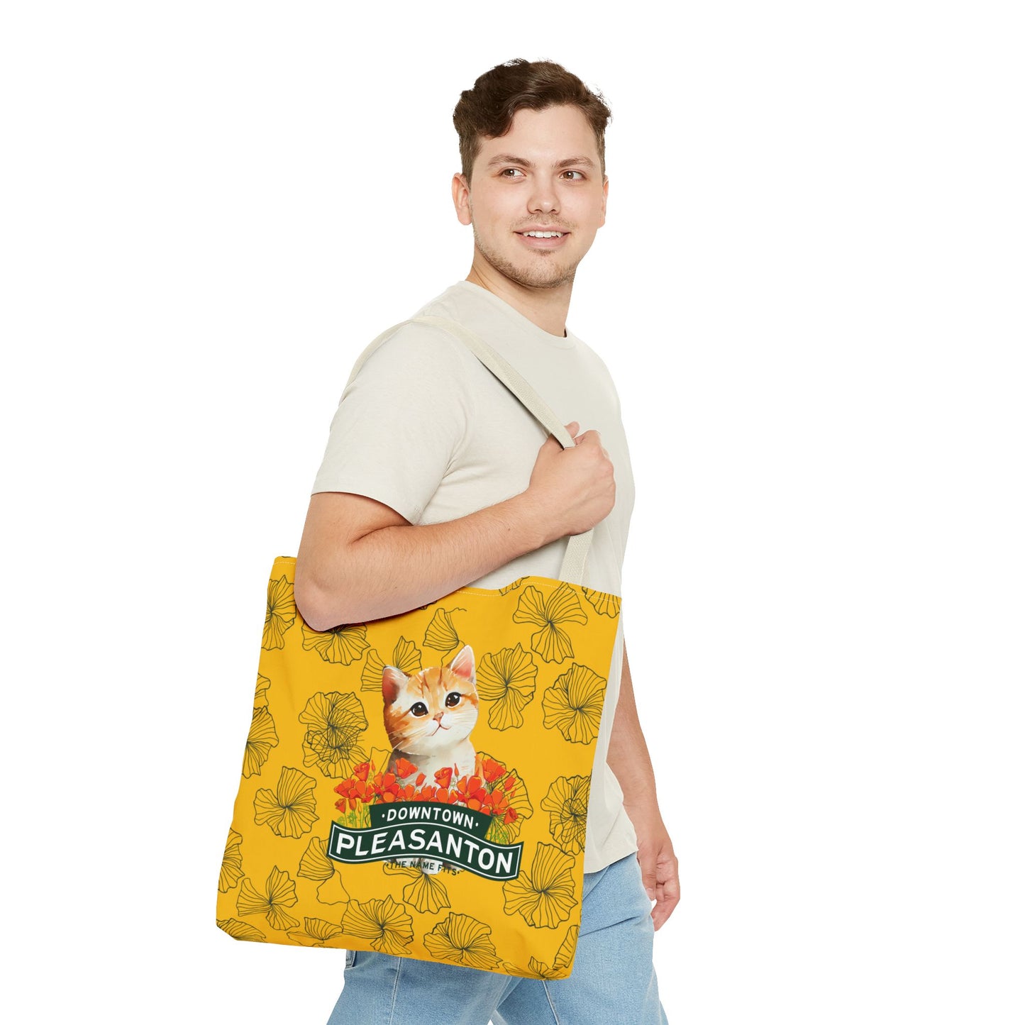 Kitty Poppy Tote Bag Yellow