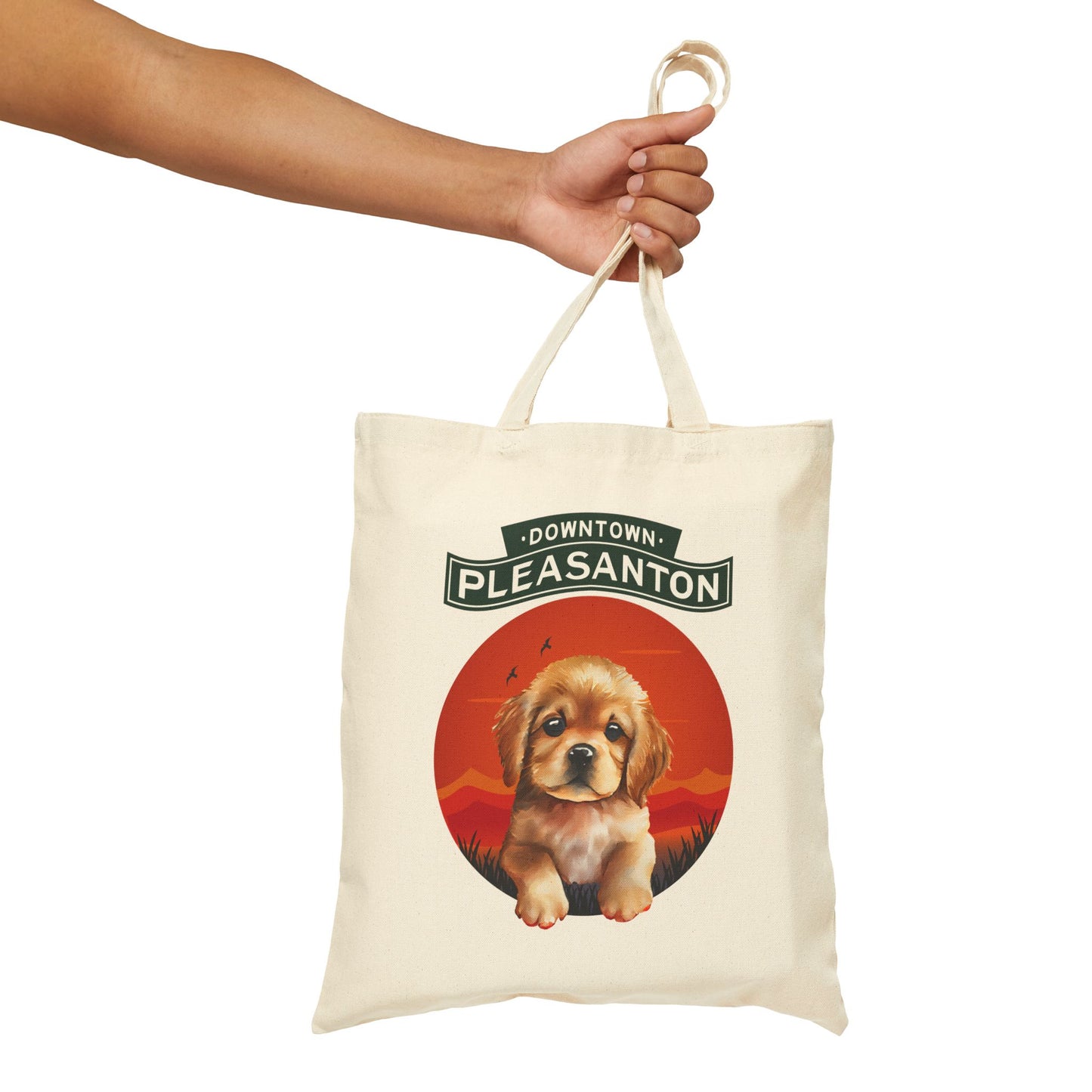 Pleasanton Logo Tote Bag with Adorable Cocker Spaniel