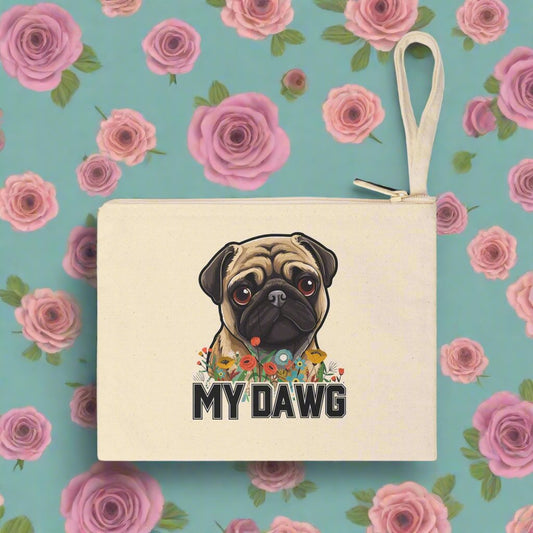 Personalized My Dawg Floral Zipper Pouch