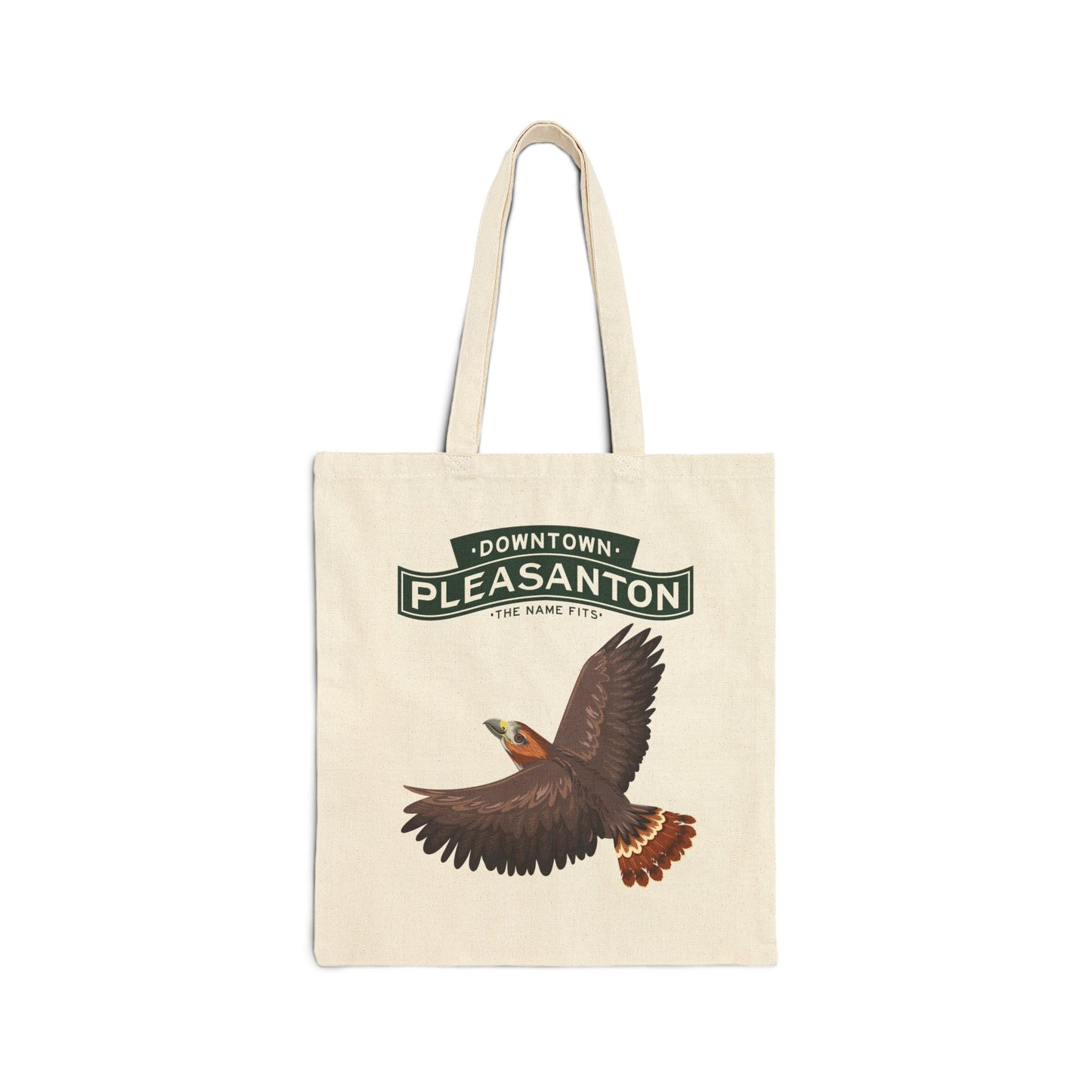 Downtown Pleasanton Canvas Tote Bag with Red-Tailed Hawk - Eco-Friendly City Wildlife Tote