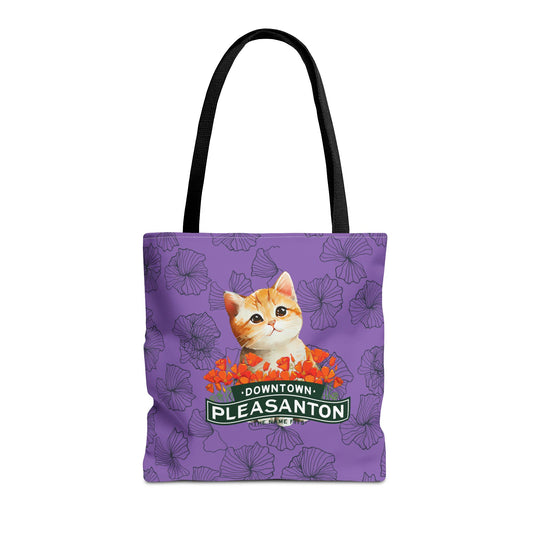 Kitty Poppy Tote Bag Purple