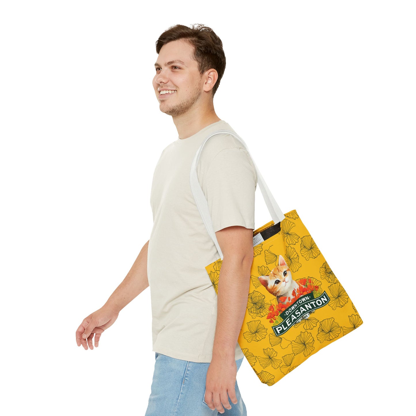 Kitty Poppy Tote Bag Yellow