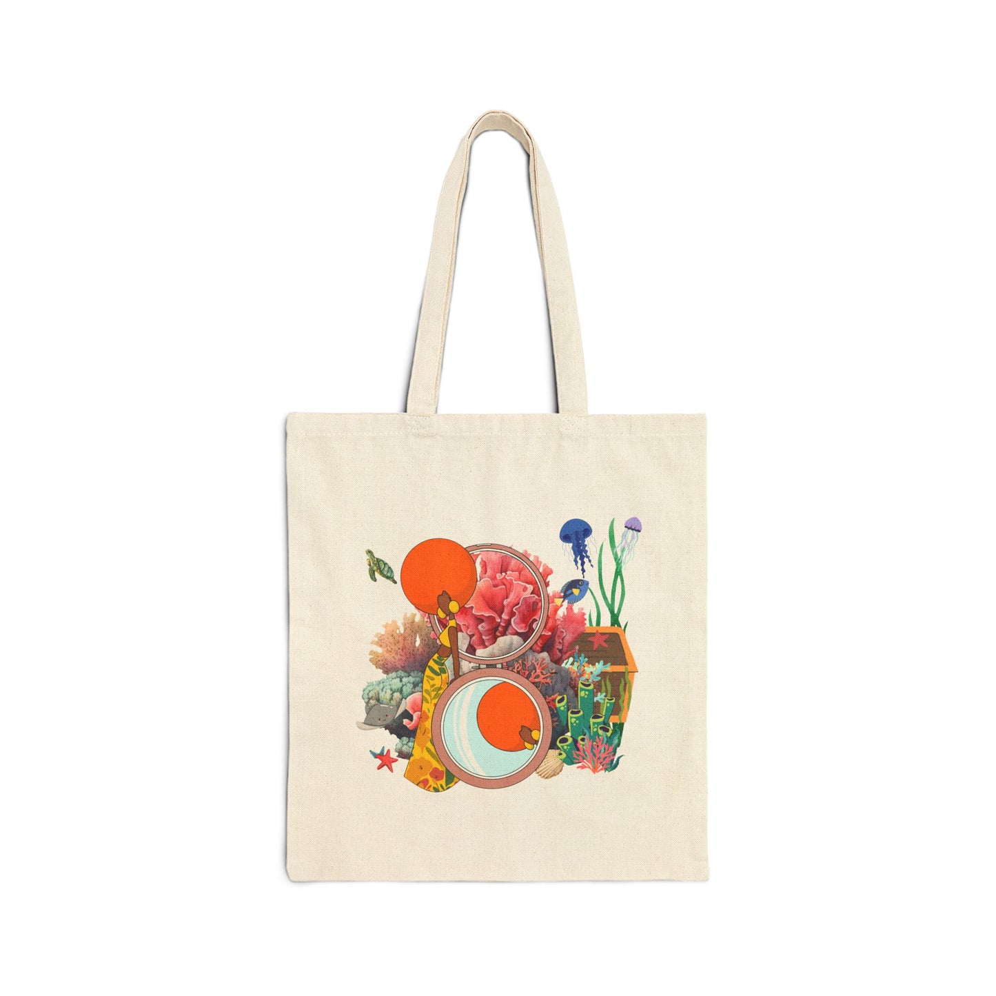 Sea Reflection Canvas Tote Bag – Ocean & Coral Reef Inspired Design