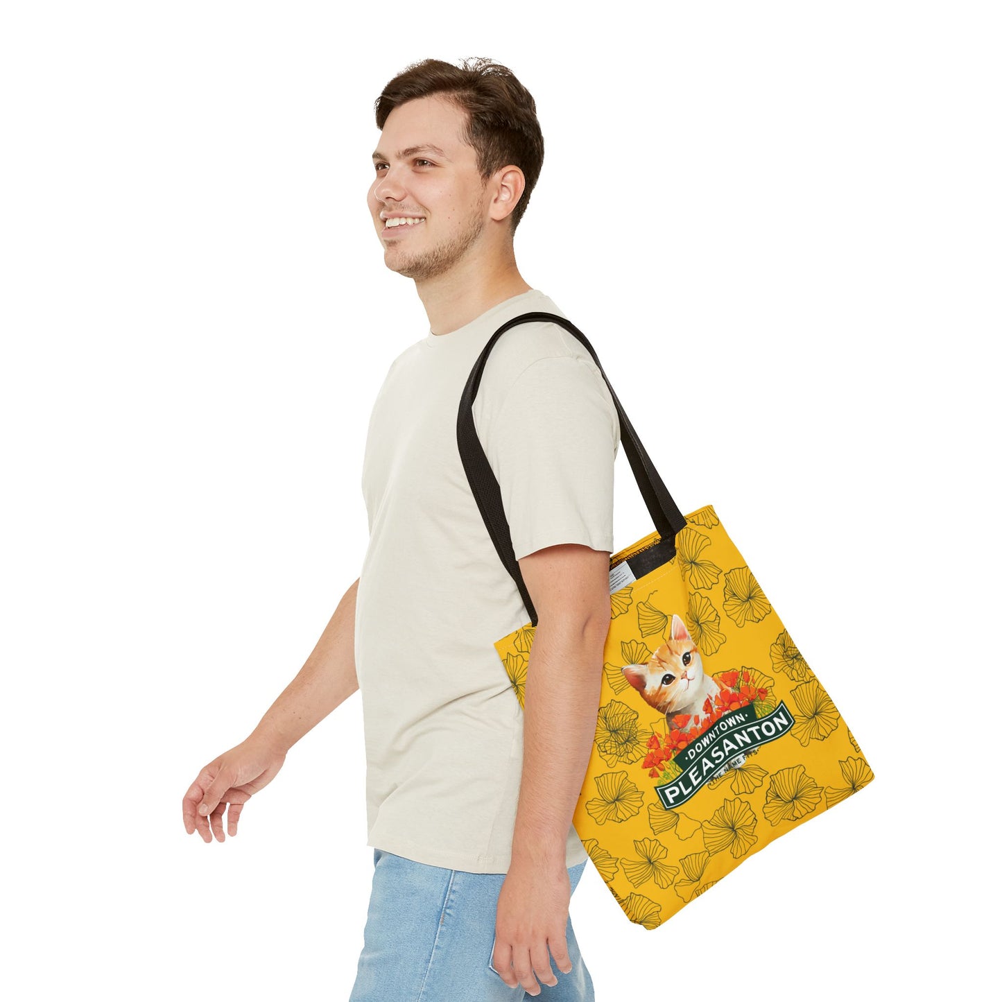 Kitty Poppy Tote Bag Yellow