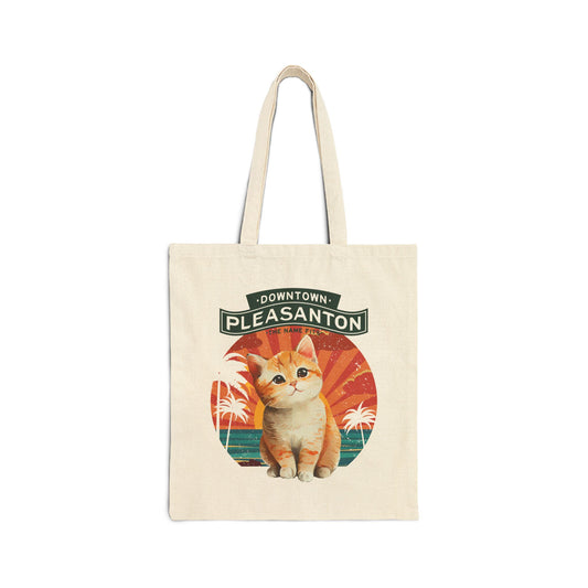 Downtown Pleasanton Kitty Sunset Canvas Tote Bag