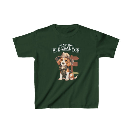 Downtown Pleasanton Beagle Explorer Kids' T-Shirt – Adventure-Inspired Design