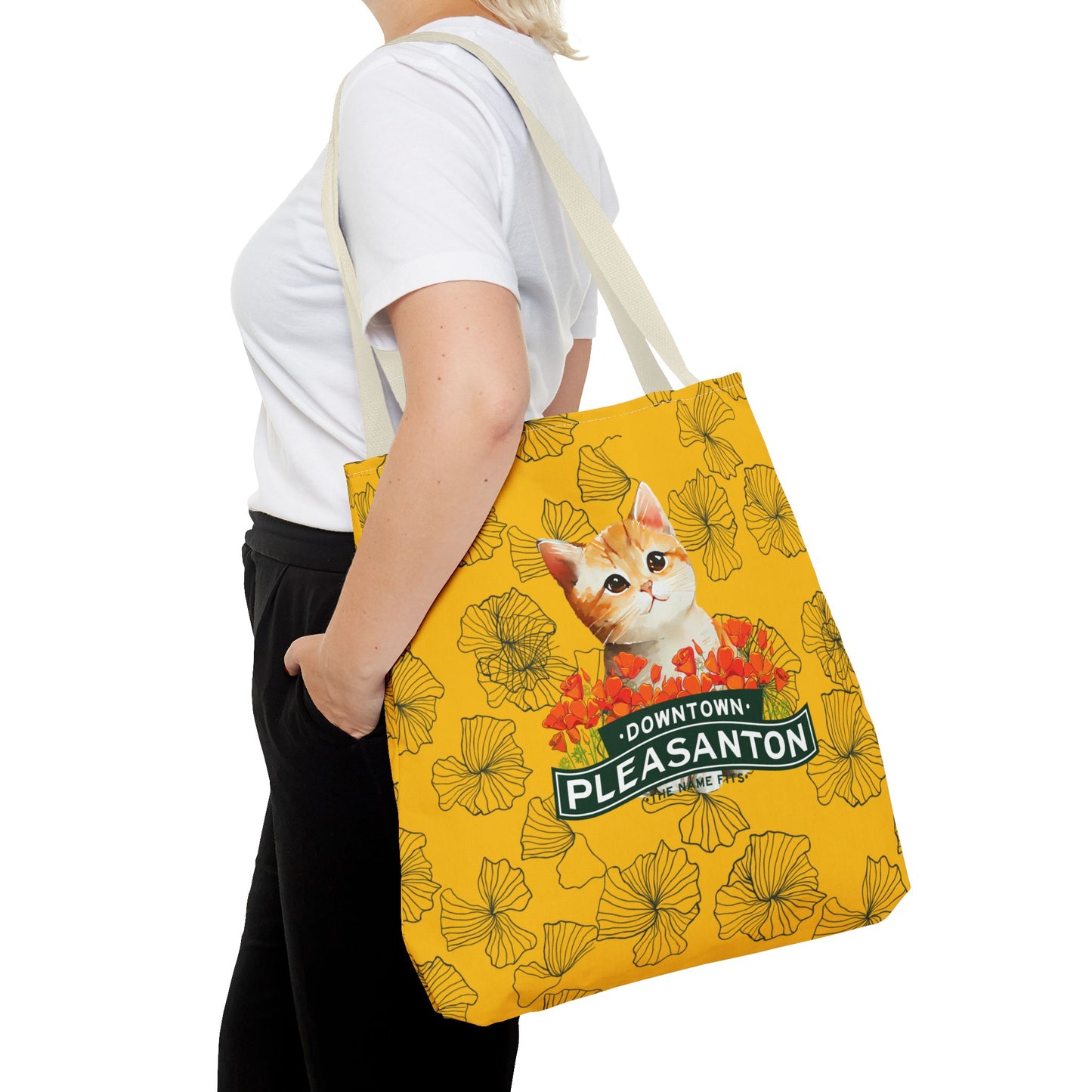 Kitty Poppy Tote Bag Yellow