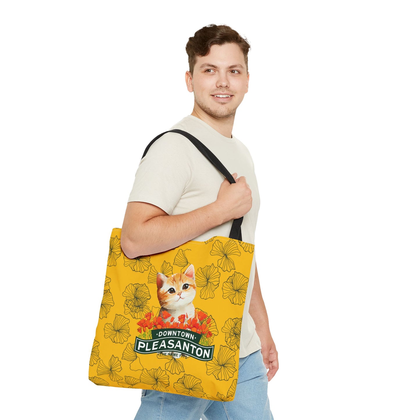 Kitty Poppy Tote Bag Yellow