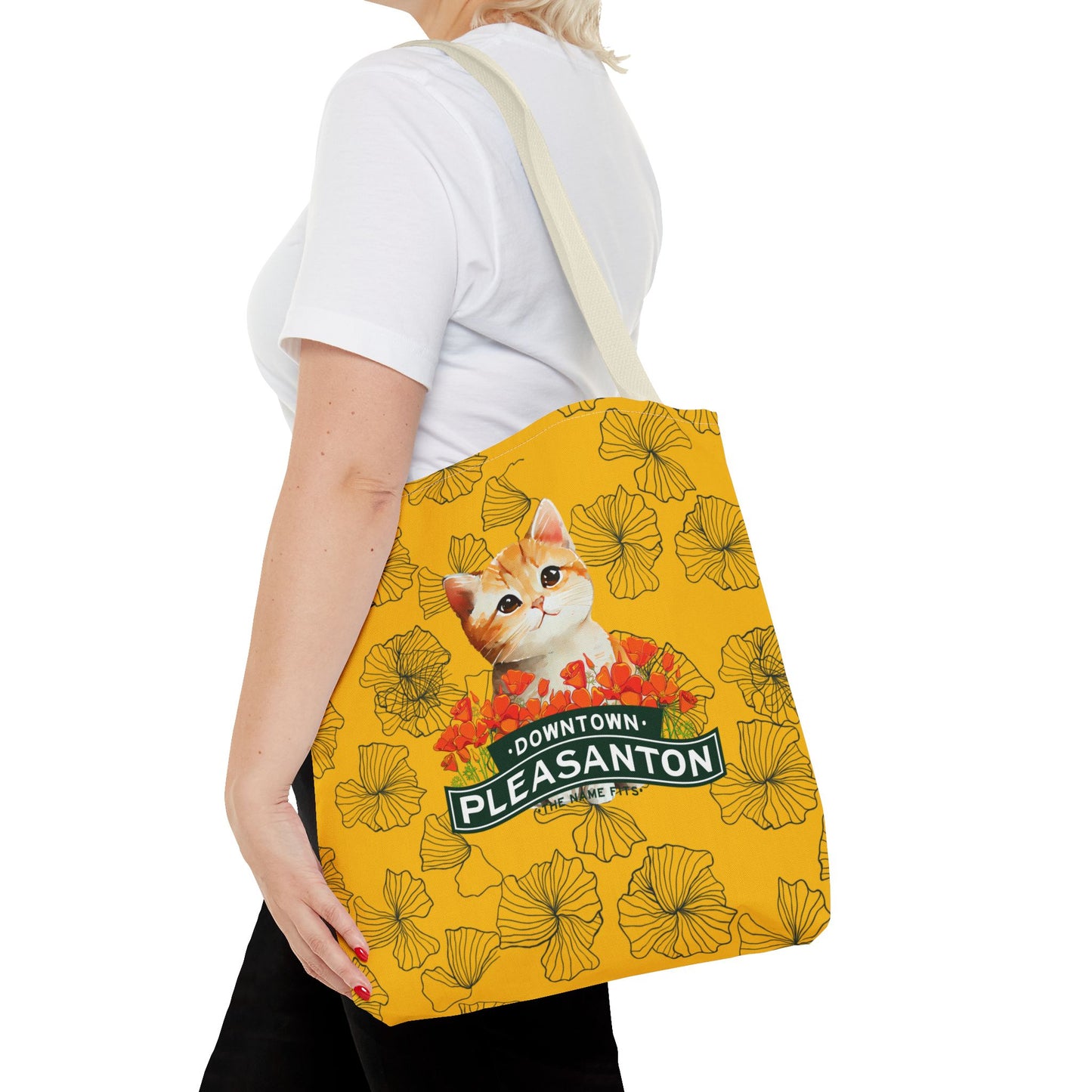 Kitty Poppy Tote Bag Yellow