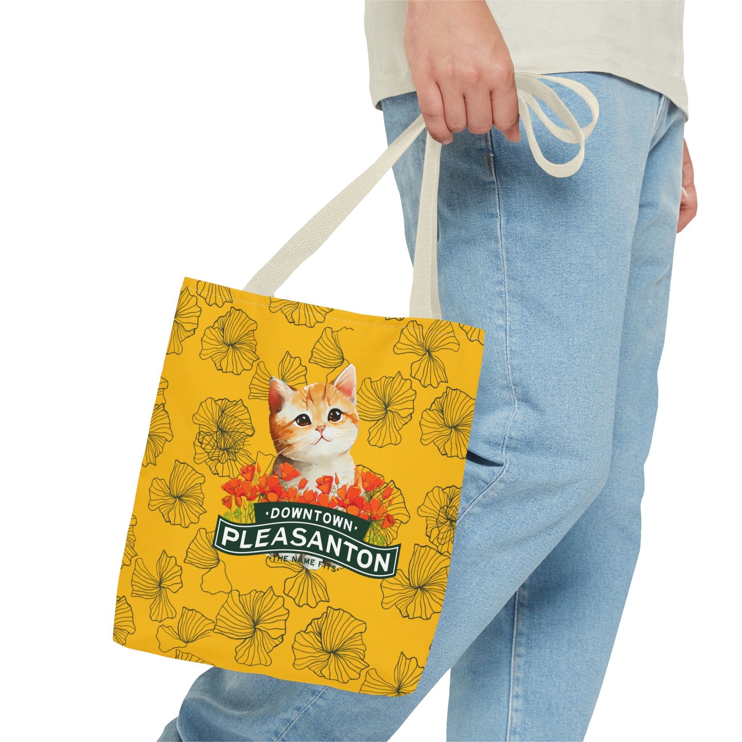 Kitty Poppy Tote Bag Yellow