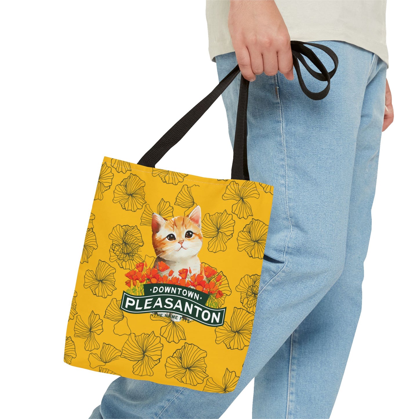 Kitty Poppy Tote Bag Yellow